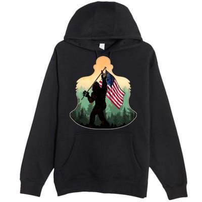 Big Foot American Flag Premium Pullover Hoodie