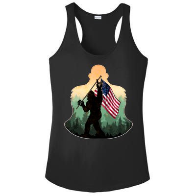 Big Foot American Flag Ladies PosiCharge Competitor Racerback Tank