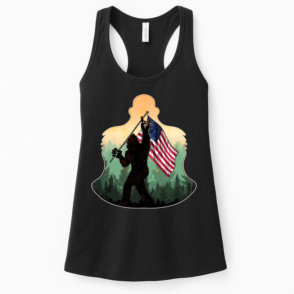 Big Foot American Flag Womens Tank Top