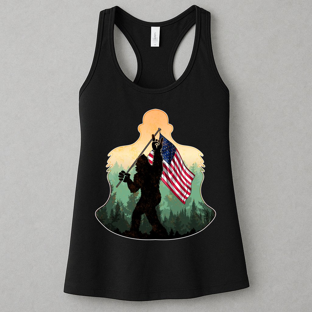 Big Foot American Flag Womens Tank Top