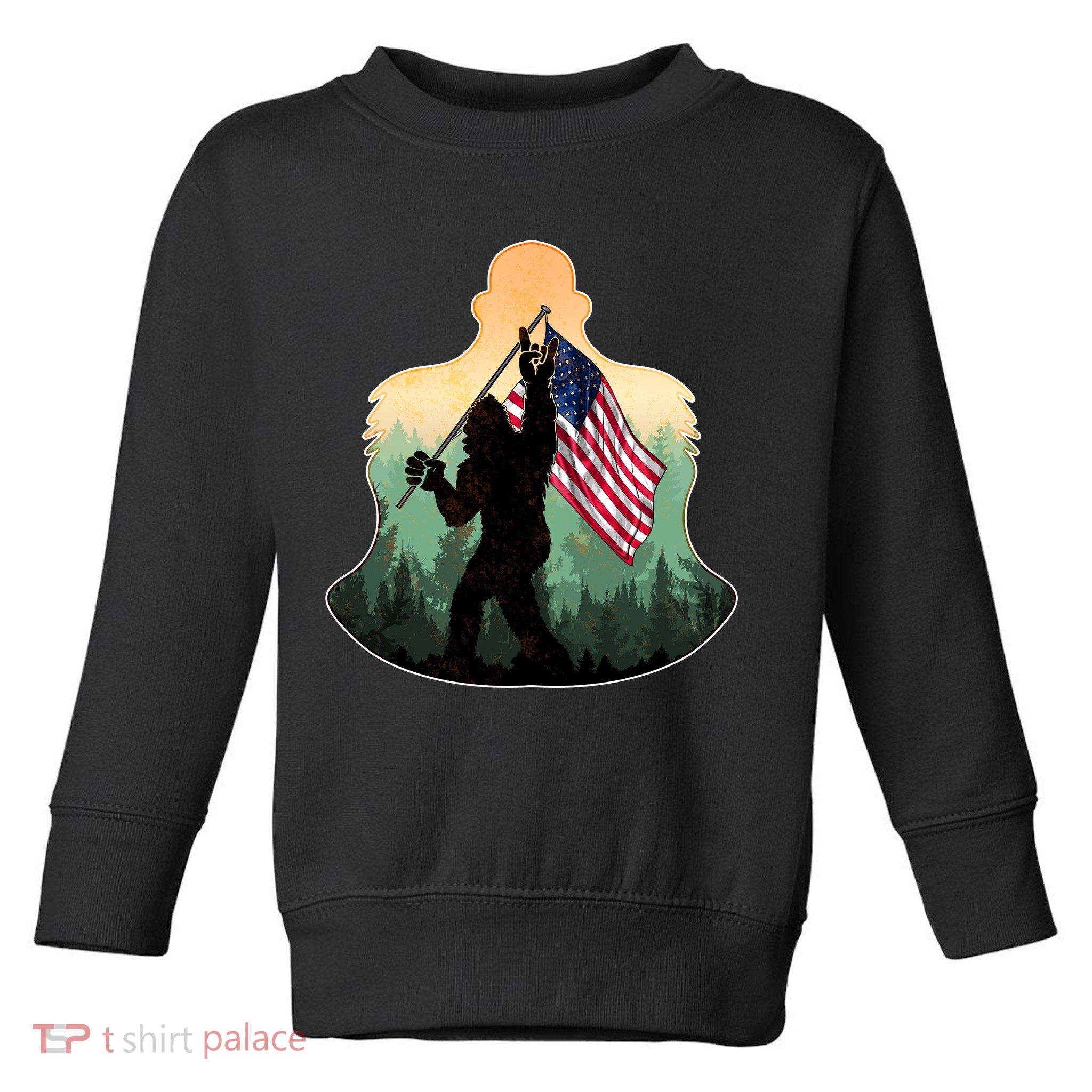 Big Foot American Flag Toddler Sweatshirt