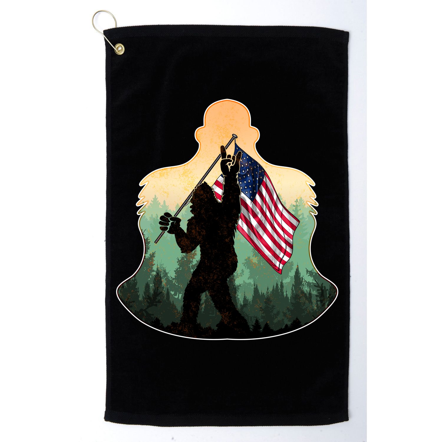 Big Foot American Flag Golf Towel