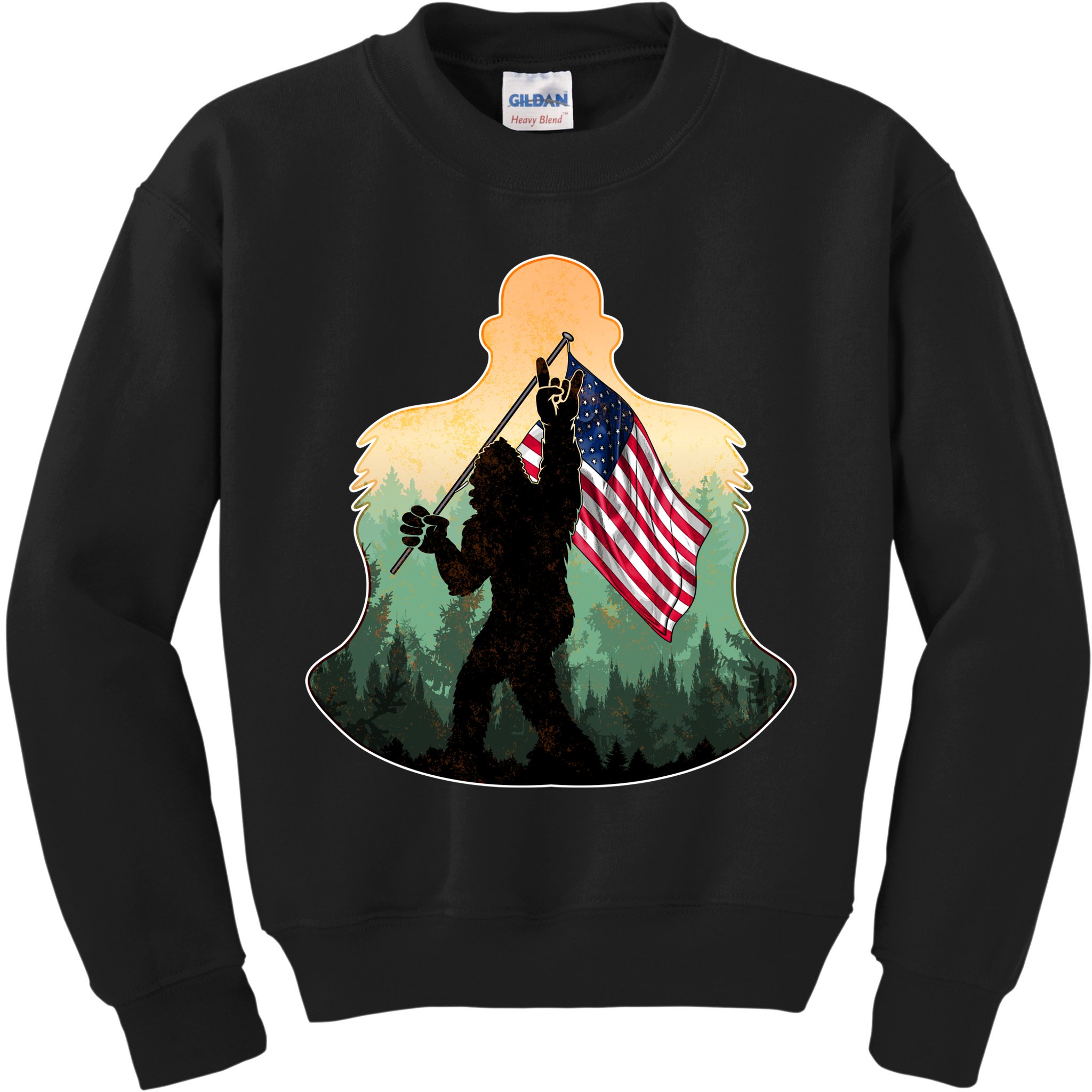 Big Foot American Flag Kids Sweatshirt