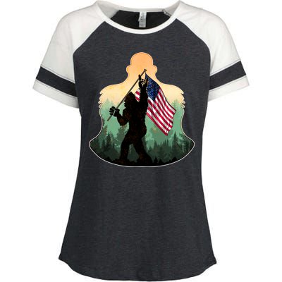 Big Foot American Flag Enza Ladies Jersey Colorblock Tee