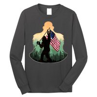 Big Foot American Flag Long Sleeve Shirt