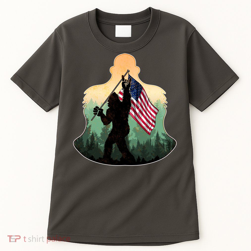 Big Foot American Flag Tall T-Shirt