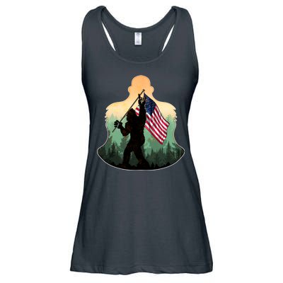 Big Foot American Flag Ladies Essential Flowy Tank