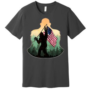 Big Foot American Flag Premium T-Shirt