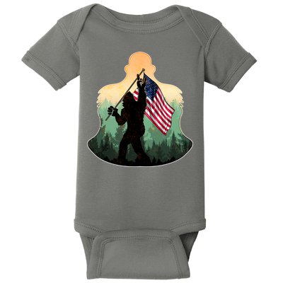 Big Foot American Flag Baby Bodysuit