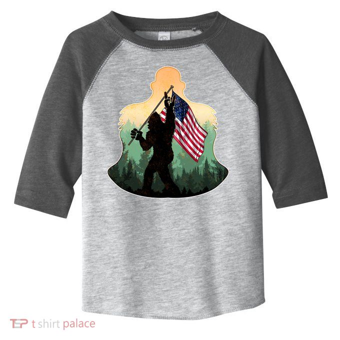 Big Foot American Flag Toddler Fine Jersey T-Shirt