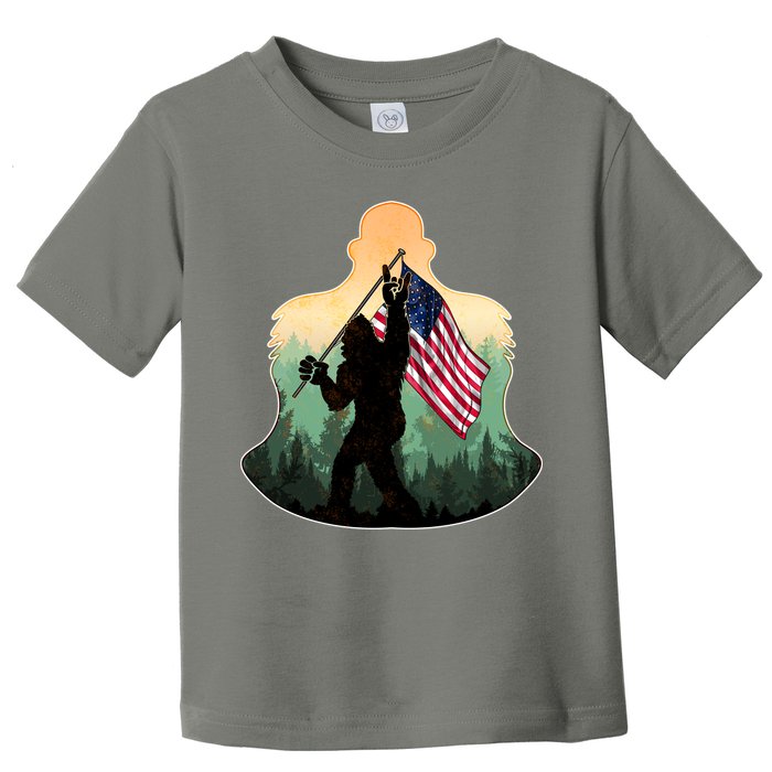 Big Foot American Flag Toddler T-Shirt