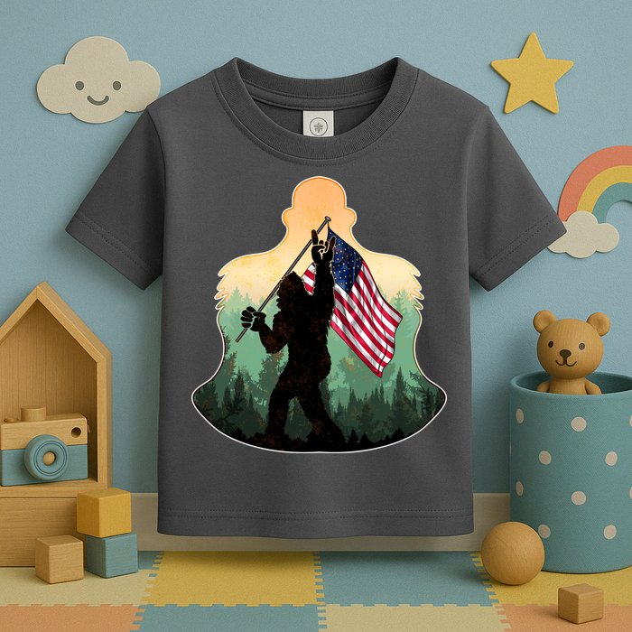 Big Foot American Flag Toddler T-Shirt