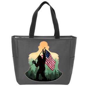 Big Foot American Flag Zip Tote Bag