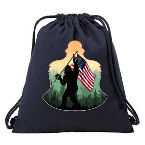 Big Foot American Flag Drawstring Bag