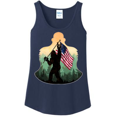 Big Foot American Flag Ladies Essential Tank