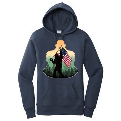 Big Foot American Flag Women's Pullover Hoodie