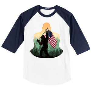 Big Foot American Flag Baseball Sleeve Shirt