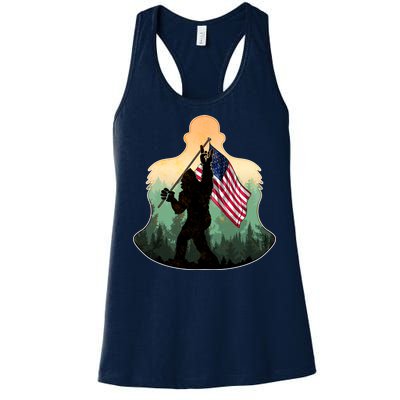 Big Foot American Flag Women's Racerback Tank