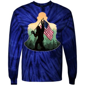 Big Foot American Flag Tie-Dye Long Sleeve Shirt