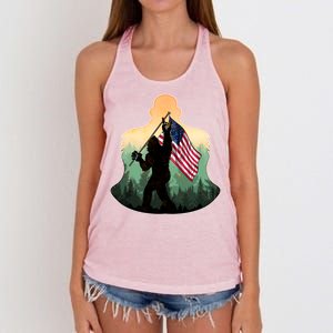 Big Foot American Flag Women's Knotted Racerback Tank