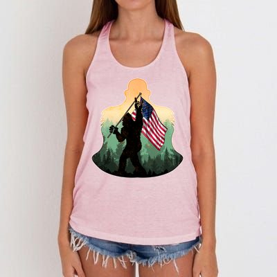 Big Foot American Flag Women's Knotted Racerback Tank