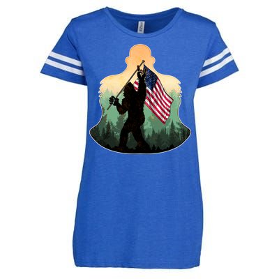 Big Foot American Flag Enza Ladies Jersey Football T-Shirt