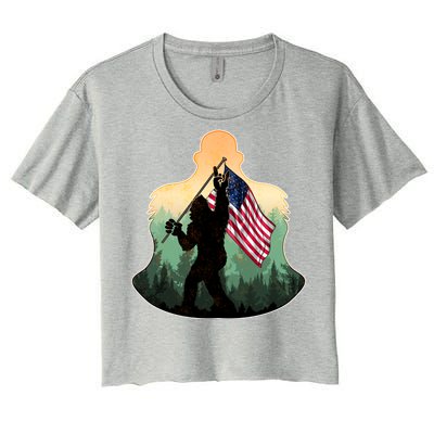 Big Foot American Flag Women's Crop Top Tee