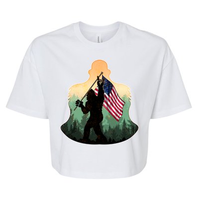 Big Foot American Flag Bella+Canvas Jersey Crop Tee