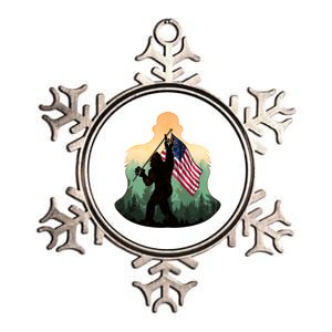 Big Foot American Flag Metallic Star Ornament