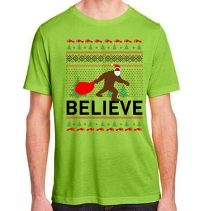 Big Foot Believe Ugly Christmas Sweater Adult ChromaSoft Performance T-Shirt