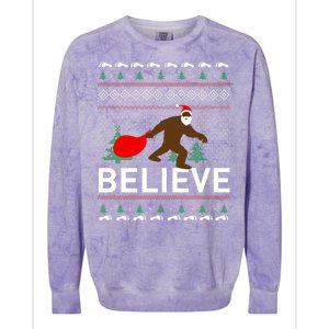 Big Foot Believe Ugly Christmas Sweater Colorblast Crewneck Sweatshirt