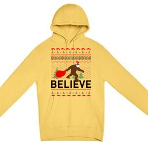 Big Foot Believe Ugly Christmas Sweater Premium Pullover Hoodie