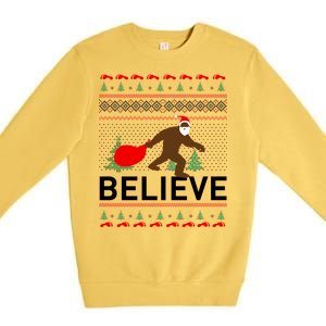 Big Foot Believe Ugly Christmas Sweater Premium Crewneck Sweatshirt