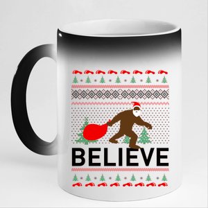 Big Foot Believe Ugly Christmas Sweater 11oz Black Color Changing Mug