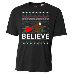 Big Foot Believe Ugly Christmas Sweater Cooling Performance Crew T-Shirt