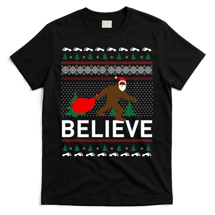 Big Foot Believe Ugly Christmas Sweater T-Shirt