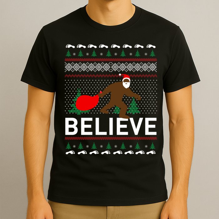 Big Foot Believe Ugly Christmas Sweater T-Shirt