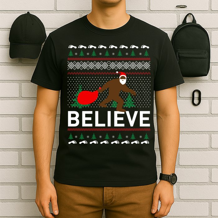 Big Foot Believe Ugly Christmas Sweater T-Shirt