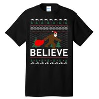 Big Foot Believe Ugly Christmas Sweater Tall T-Shirt