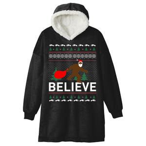 Big Foot Believe Ugly Christmas Sweater Hooded Wearable Blanket