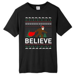 Big Foot Believe Ugly Christmas Sweater Tall Fusion ChromaSoft Performance T-Shirt