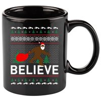 Big Foot Believe Ugly Christmas Sweater 11oz C Handle Ceramic Mug
