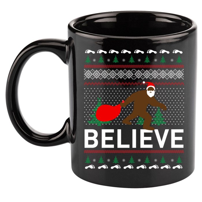 Big Foot Believe Ugly Christmas Sweater 11oz C Handle Ceramic Mug