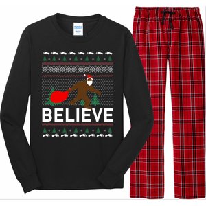 Big Foot Believe Ugly Christmas Sweater Long Sleeve Pajama Set