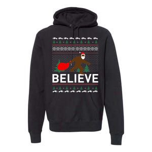 Big Foot Believe Ugly Christmas Sweater Premium Hoodie