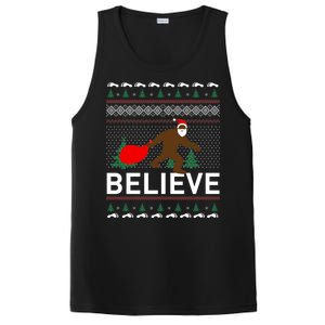 Big Foot Believe Ugly Christmas Sweater PosiCharge Competitor Tank