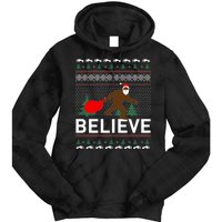 Big Foot Believe Ugly Christmas Sweater Tie Dye Hoodie