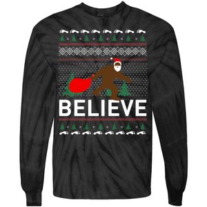 Big Foot Believe Ugly Christmas Sweater Tie-Dye Long Sleeve Shirt