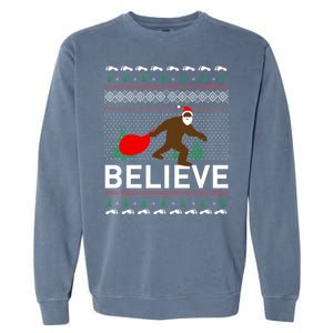 Big Foot Believe Ugly Christmas Sweater Garment-Dyed Sweatshirt