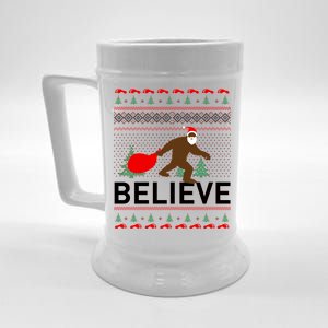 Big Foot Believe Ugly Christmas Sweater Beer Stein